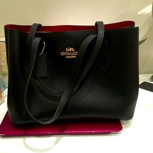 Coach Black Leather Tote Bag